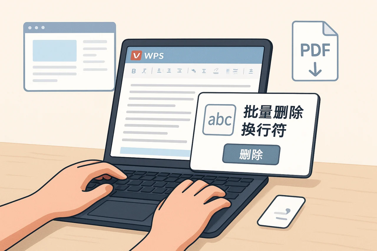 WPS批量删除换行符