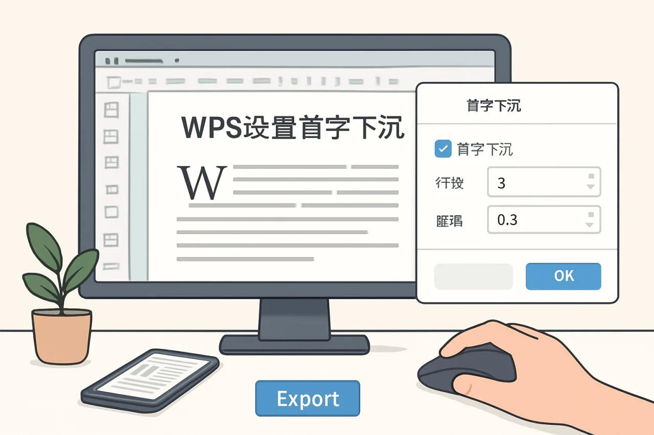 WPS设置首字下沉