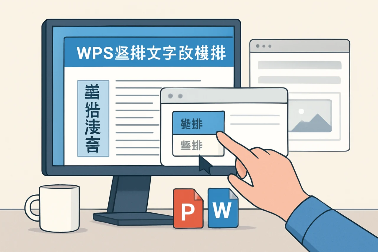 WPS竖排文字改横排